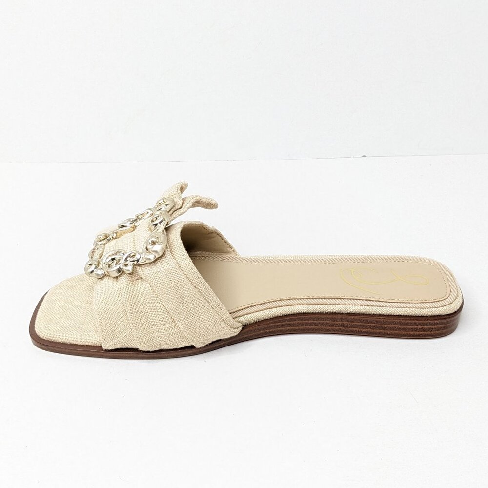 Sam Edelman Beige Bow Slide Sandals with Silver Buckle - Picture 4 of 7